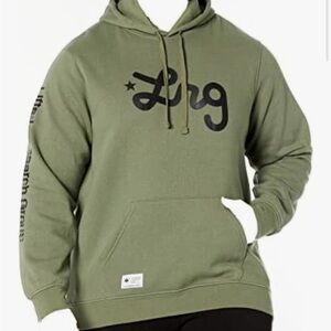 LRG Lifted Research Group "Lifted Script" Pullover (Olive) Hooded Sweatshirt XL